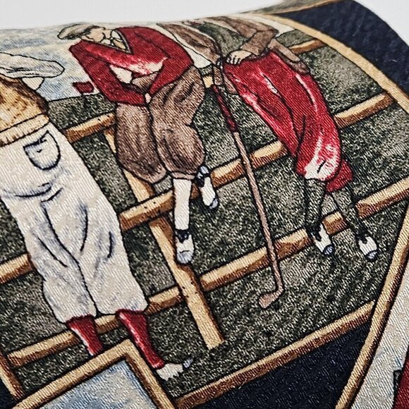 Gant Tie Silk  Multicolor Golf Players Print VTG Boho Art to Wear W3.75 L58 inch - Picture 14 of 16